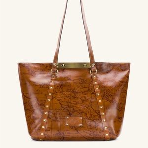 NWOT~Benvenuto Tote Patricia Nash Map Large Satchel/Shoulder Bag, Luxury Leather